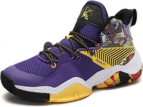 Bolognifi Tênis de basquete masculino antiderrapante para jovens, botas de basquete de cano alto, mo