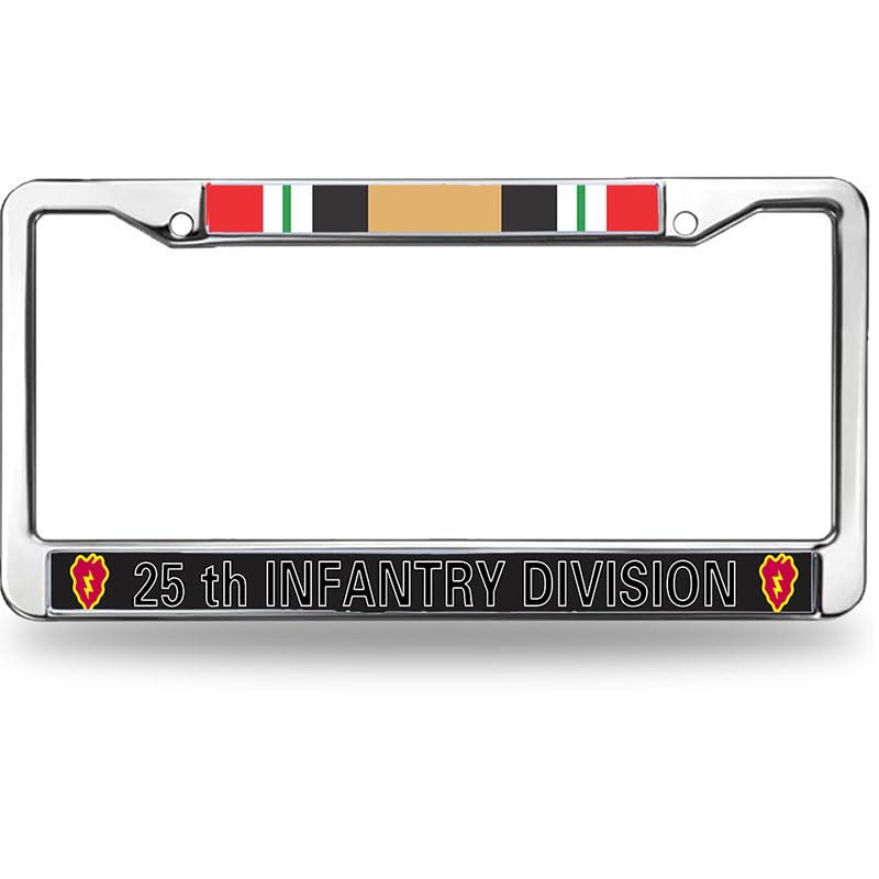 Image of Vietnam Vet Pride License Plate Frame Chrome Army 25th Infantry Division Weather-Proof License Plate Frame