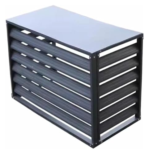 エアコン室外機カバー, ルーバー室外機カバー, 頑丈な亜鉛メッキ鋼製エアコン保護カバー、屋外プライバシーフェンススクリーン(Gray,110x60x80cm)