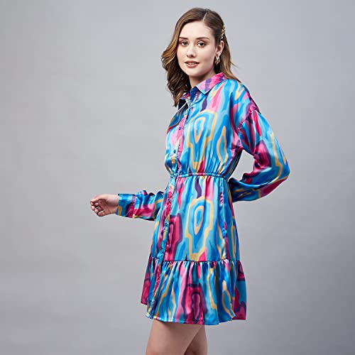 Image of Carlton London Women's Satin Fit and Flare Mini Dress