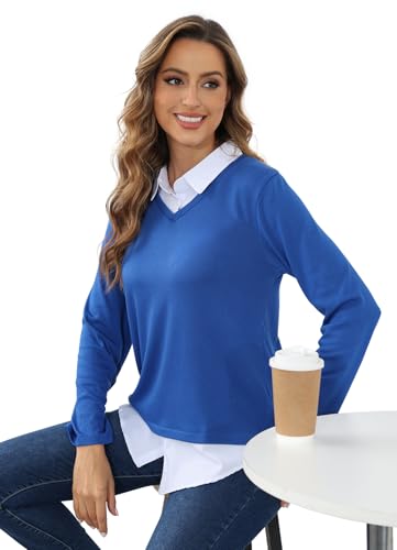 Image of MISS FORTUNE Collared Sweater Women Ladies Womens Long Sleeve Sweaters Tops 2025 Fashion