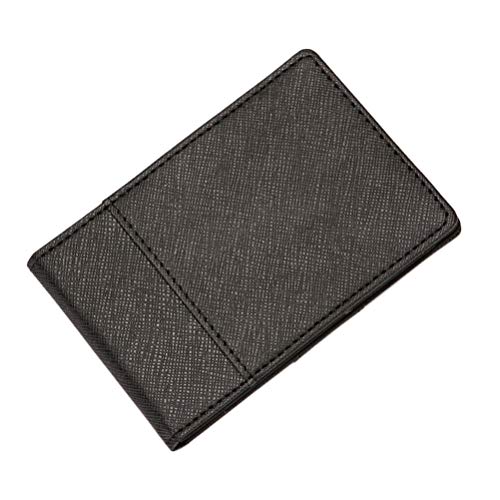 Heren Bi-Fold portemonnee PU lederen RFID-portemonnee met RVS Decor Portemonnee Credit Card Houders Minimalistische Portemonnee voor Mannen (Zwart)