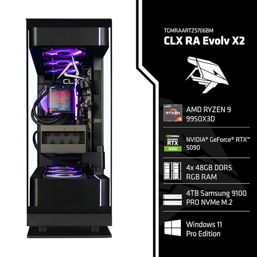Image of CLX Ra Gaming PC - AMD Ryzen 9 9950X3D 4.3GHz, GeForce RTX 5090, 4TB NVMe M.2 SSD, 96GB DDR5 RGB Memory, 360mm AIO, WiFi, Windows 11 Pro, Black