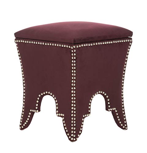 Safavieh-Home-Collection-Deidra-Bordeaux-with-Silver-Nailhead-Trim-Ottoman Safavieh Home Collection Deidra Bordeaux with Silver Nailhead Trim Ottoman