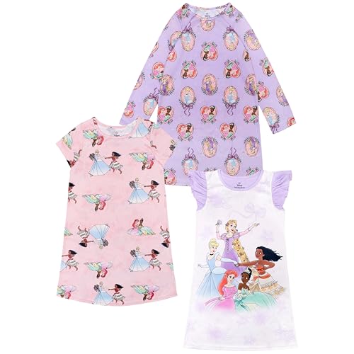 Image of Disney Girls' 3-pack Nightgowns, Soft & Cute Pajamas for Kids