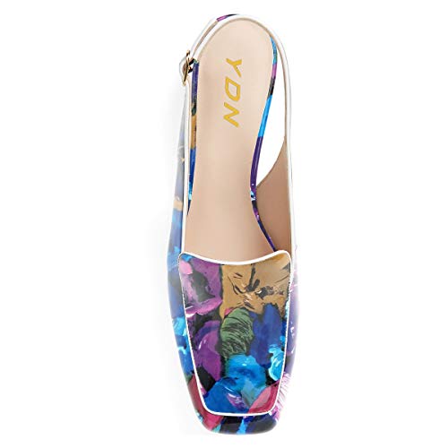 Image of YDN Women Closed Square Toe Block Low Heels Slingback Formal Loafer Dressy Shoes Office Lady Pump Size 4-15 US