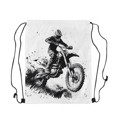 jejeloiu Mochila com cordão para carro de corrida, corrida, carro, academia, bolsa com cordão 33 x 39,9 cm, esportes radicais, corrida, carro, bandeira, bolsa com cordão, Preto, branco, 13x15.7inch,