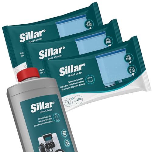 Sillar 3x Wasserfilter für Kaffeevollautomaten | Ersatz von Philips AquaClean CA6903/10 CA6903/22 CA6903 Kalkfilter, Filterpatrone für Saeco und Philips Kaffeemaschinen und Entkalker 1L