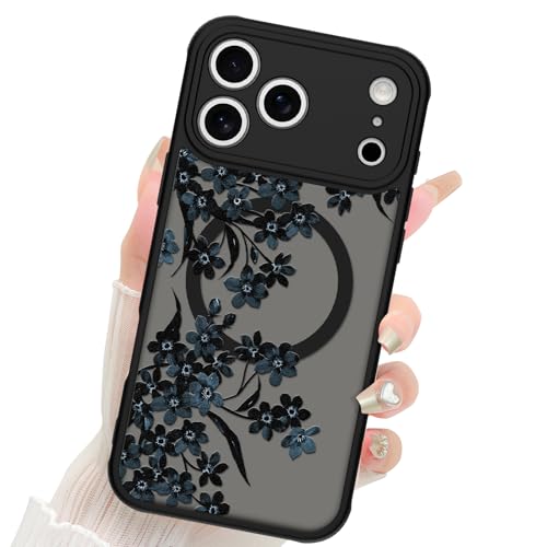 Coque Phone7 Pro Max fleurie noire : une idée cadeau originale pour fille et femme