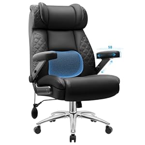 Big and Tall Office Chair, Desk Computer Chair for Heavy People, Oversized Executive Gaming Chair, Extra Wide 500LBS Ergonomic Comfy Office Chair with Adjustable Lumbar Support & 5D Flip Arms