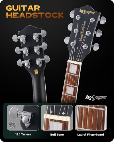 Image of Leo Jaymz SC Series Electric Guitar - Mahogany Body, Laurel Fingerboard, Dual Humbuckers, Stainless Steel Frets, Tune-O-Matic Bridge, C Neck, 18:1 Tuners (Matt Black)