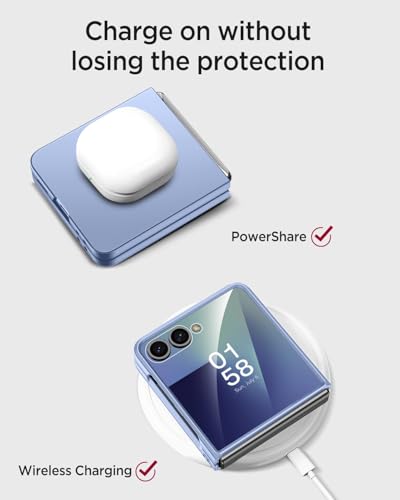 Miimall Slim Case for Flip 7 Samsung with Screen Protector,Thin Slim Shockproof Drop-Proof Anti-Scratches Nonslip Grip Full Body Matte Polycarbonate Protective Phone Cover for Samsung Z Flip 7,Liblue - image 8