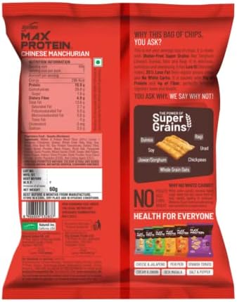 RiteBite Max Protein Chips (Chinese Manchurian 60g pouch - Pack of 1)
