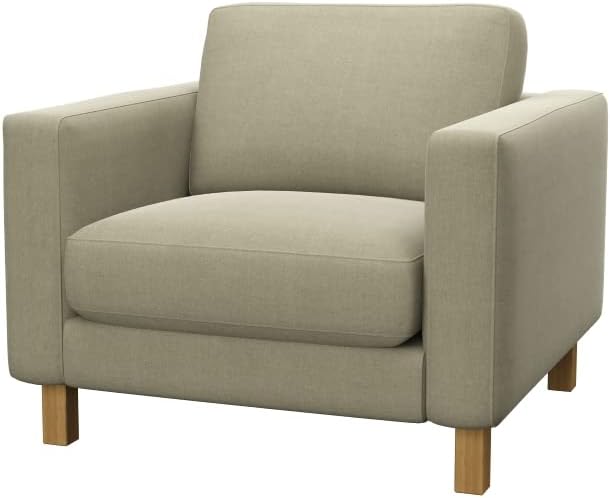 Soferia Replacement Compatible Cover for Karlstad Armchair, Fabric Elegance Beige