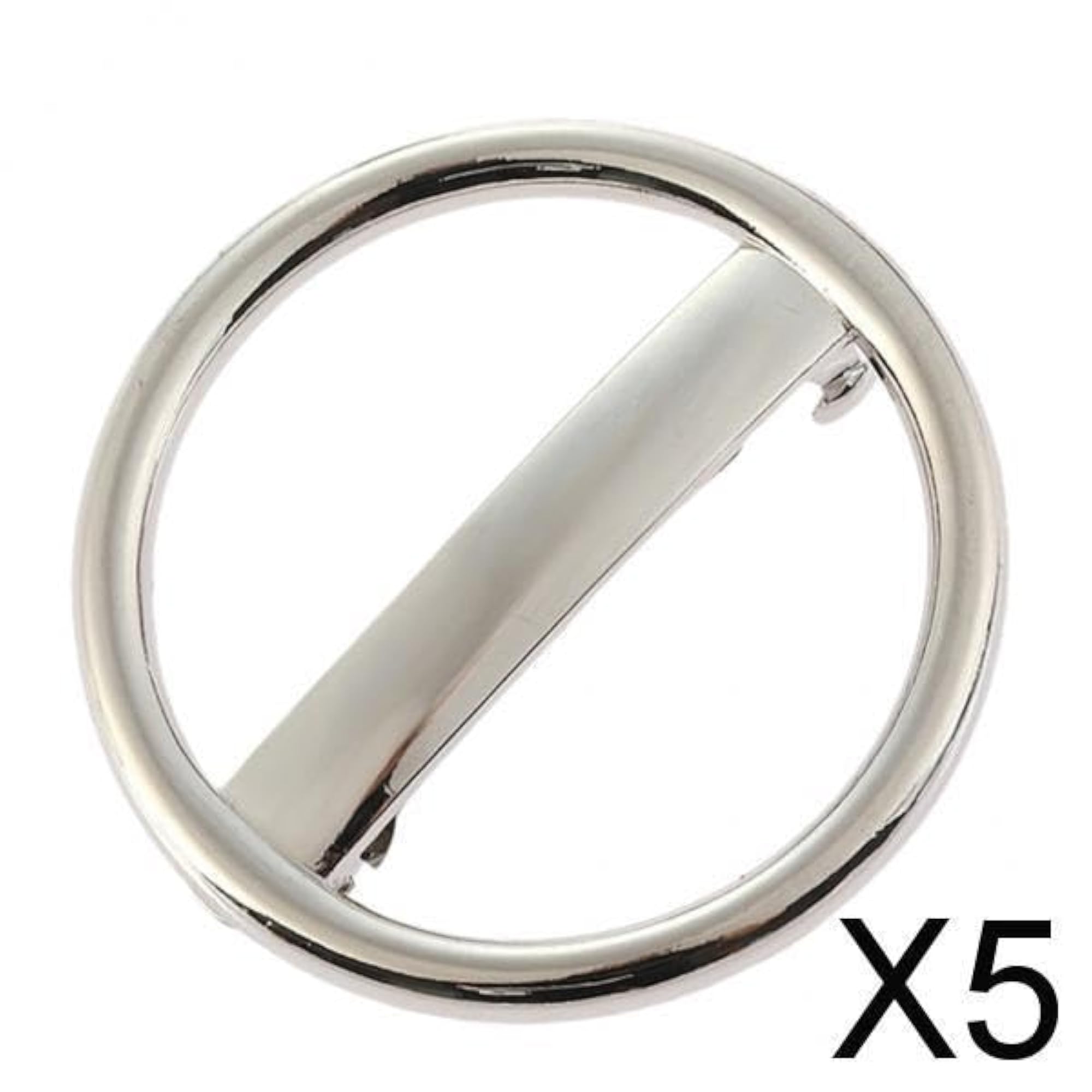 5x Metal Circle Automatic Spring Snap Barrette Set