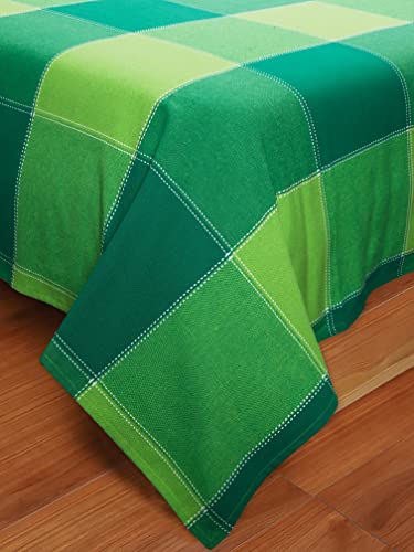 Image of AIRWILL, 200GSM Handloom Cotton Double Bedsheet with 2 Pillow Covers (4-Way Green)