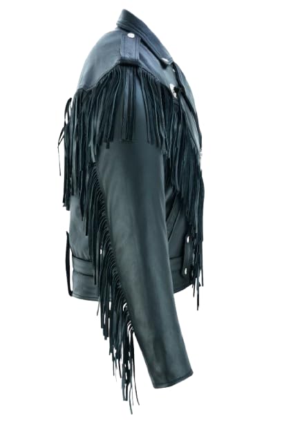 Vintage Biker Fringe Leather Jacket – Premium Motorcycle Style with Tassels & Conchos3
