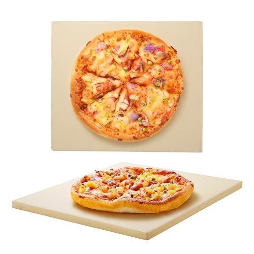 Unicook Square Pizza Stone 30.5cm, Heavy Duty Ceramic Baking Stone for Oven, BBQ and Grill, Ideal for Making Crisp Crust Pizza, Bread, Cookies and More, Thermal Shock Resistant, Durable and Safe