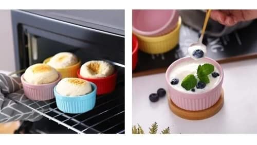 Kit 2 Ramekin Cerâmica Colorido 50ml Molheira Potinho
