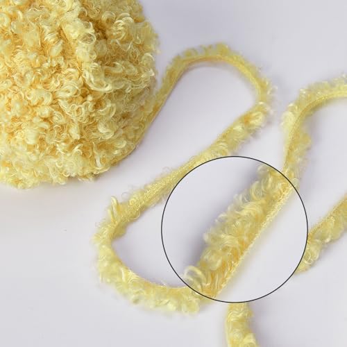 Pretty Jolly Teddy Fur Yarn - Super Soft, Chunky, Fluffy Faux Fur - Total Length 2×50m (100g×2) - Yellow - Image 3