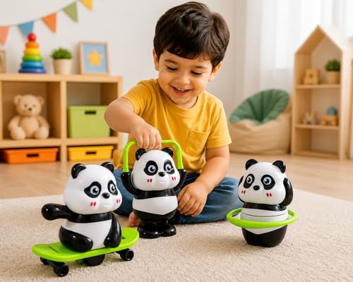 Image of 3-in-1 Panda Toy with Skateboard, Hula Hoop and Jump Modes, Durable Plastic, Lightweight, Indoor and Outdoor Active Play