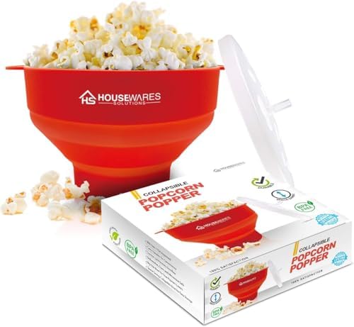Collapsible Silicone Microwave Hot Air Popcorn Popper Bowl With L...