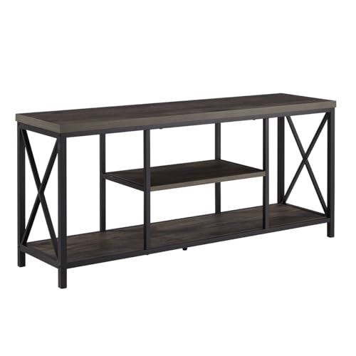 EXCEFUR 55 inch TV Stand for TV up to 65 inch, Rustic Wood and Metal Media TV Console Table for Living Room, Grey - Image 10