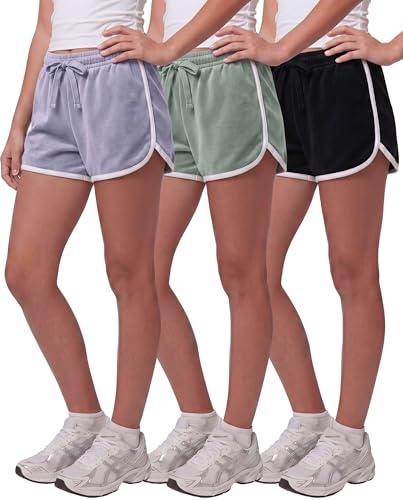 Image of Real Essentials 3 Pack: Girls Fleece Dolphin Shorts Athletic Running Soccer Basketball Sleep Lounge Casual Cozy