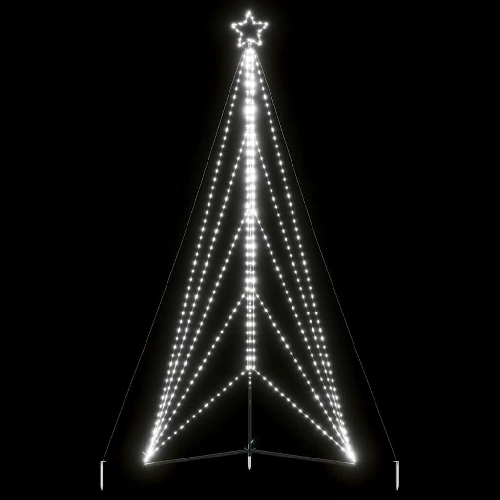 Choinka LED zimna biel, wysokość 400 cm, 615 świateł, 8 trybów, IP44, oświetlenie zewnętrzne, do ogrodu, na taras, święta
