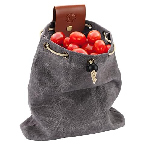 BTOYM Foraging Bag,Waxed Canvas Foraging Pouch (Collapsible),Outdoor Camping Foraging Pouch,Outdoor Belt Bag for Men Women,bushcraft gear,Leather belt Pouch, Grey Cover
