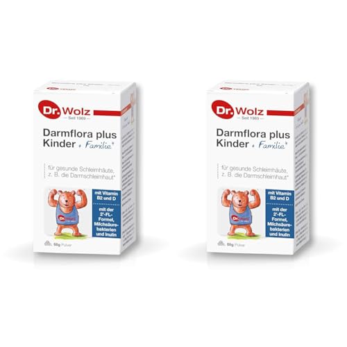 Darmflora plus Kinder + Familie von Dr. Wolz, mit Milchsäurebakterien und 2'Fucosyllactose, 68 g (Packung mit 2)