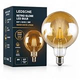 Ampoule LED rétro globe E27 Edison G125 8 W intensité variable verre ambré blanc chaud 2 7...