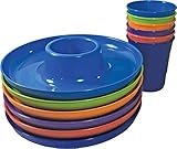 Great Plate Reusable Plastic Plates for Parties with Built-in Cup Holder, Chip and Dip, Set of 6...