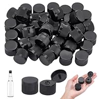AHANDMAKER 50 Stück Flaschenverschlüsse Mit Klappverschluss Schwarze Schraubverschlüsse 2.45 cm Durchmesser Für Reiseshampoo Flüssigkeiten Salatdressing Quetschbehälter DIY Basteldekoration