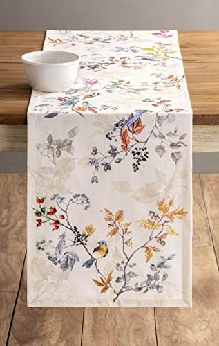 Maison d' Hermine Equinoxe - Beige 100% Cotton Table Runner Farmhouse Tabletop Cover for Home Kitchen Dining Décor Parties Family Dinners Wedding Thanksgiving/Christmas (37cm x 230cm)