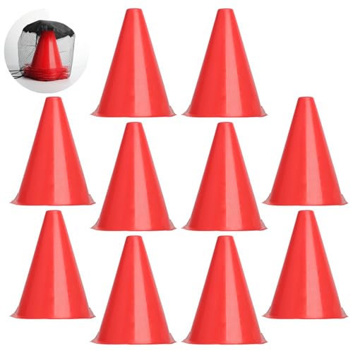 ktxaby 10 Stück Trainingskegel für Fußball, 18 cm Fußballkegel, Verkehrsmarkierungskegel, Aktivitätskegel für Kinder, Fußball, Spiele, Sport, Hundetraining (Rot)