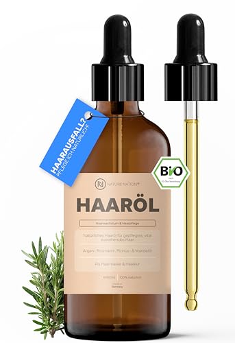 BIO Haaröl: Bei Haarausfall Haarwachstum Haarwuchs: Haare & Kopfhaut pflegen mit kaltgepresstem Arganöl Rizinusöl Mandelöl Rosmarinöl (Rosmarin); Haarwuchsöl als Haarmaske & Haarkur