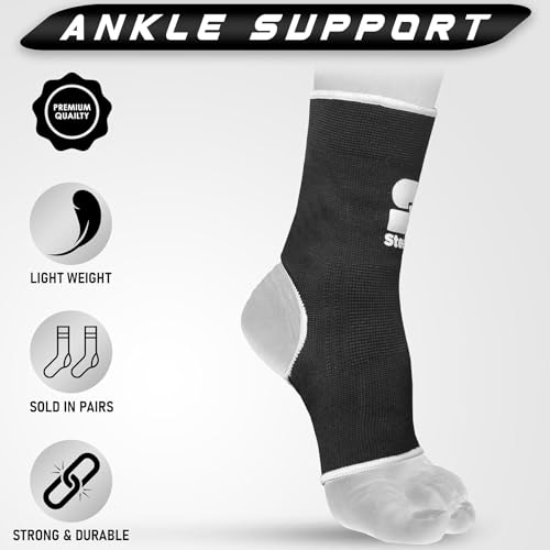 Ankle Support |Durable Compression Ankle Support for MMA, Muay Thai, Kickboxing, and Gym Training | Flexible, Breathable, and Non-Slip Design for Maximum Stability (Black, S/M)