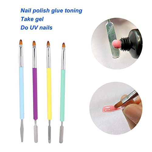 4 Doppelseitige Nailart-Pinsel, Nagelverlängerungs-Gelpinsel, Maniküre-Malpinsel für Nail Art Design – Professionell und… – Bild 3