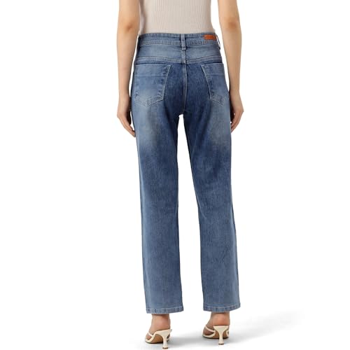 Image of PARIS HAMILTON Womens /Girls High Waist Straight fit Stretchable Denim Jeans Relaxed Fit