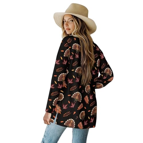 Fall Maple Leaf Cardigan Sweaters for Women Long Sleeve Cardigan Soft Drape Open Front Dusters V-Neck Jackets Dressy2