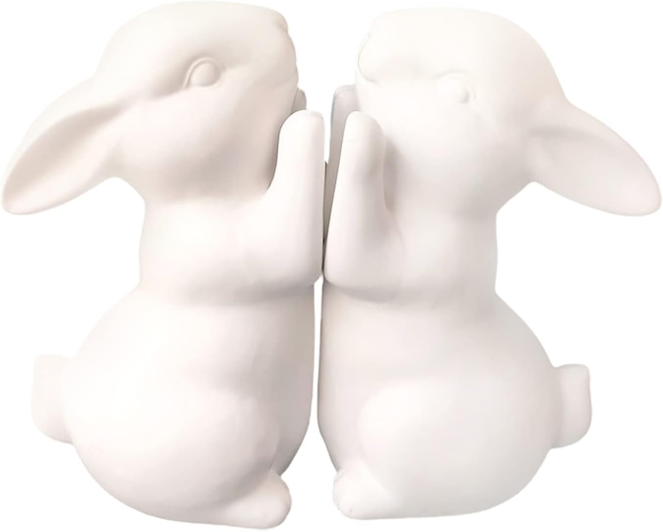 Firlar 2 Pcs Rabbit Bookends, Bunny Book Ends for Shelves, Ceramic Animal Figurine Book Ends Stands Shelves Organizer, Heavy Duty Bookends to Hold Books, White Rabbit for Home Office Kitchen Decor
