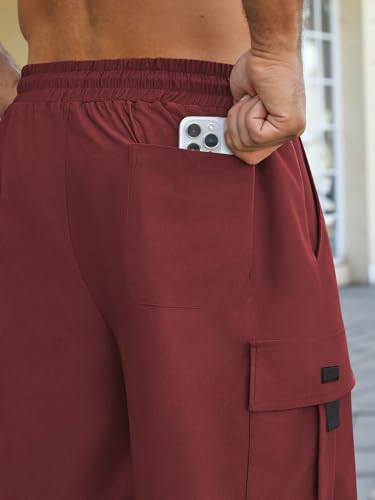 Image of Hardaddy Men's Casual Stretch Cargo Shorts Classic Drawstring Elastic Waist Relaxed Fit Work Short with 5 Pockets