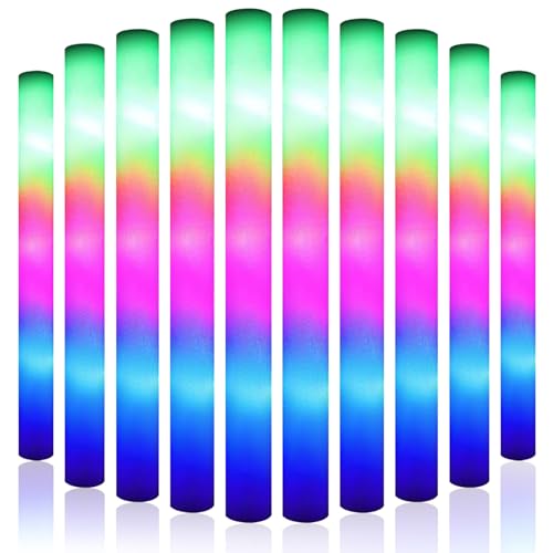 Bâtons lumineux en mousse LED colorés x10 pour animation festive