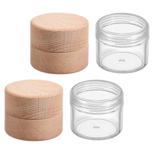 ibasenice Caja Pequeña para Joyas de Madera de Haya Natural 2 Unidades con Estuche Transparente de 20 G Mini Joyero Portátil para Anillos y Pendientes Adecuado para Viaje y