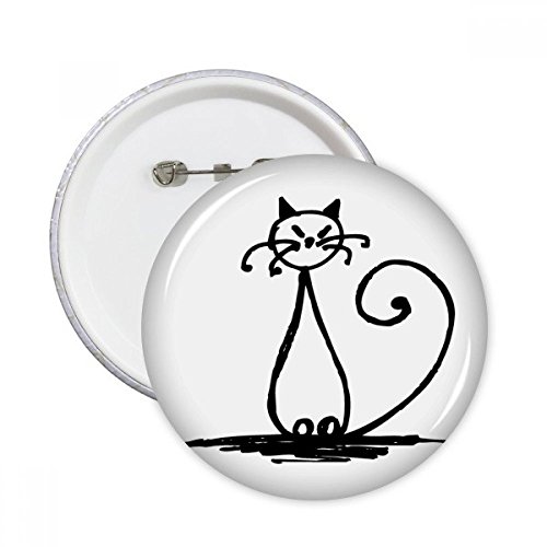 Badge bouton chat de queue frisée sourire ligne ronde pins vêtement décoration multicolore
