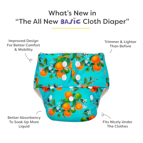 Image of SuperBottoms BASIC Cloth Diaper with UltraThin Dry Pad & 5 Disposable Easy Clean Top Sheets | Reusable & Washable | Adjustable Fit for Babies 3m-3y
