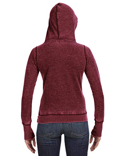 J America Ladies' Zen Pullover Fleece Hood Xl Twisted Bordeaux #TOP3