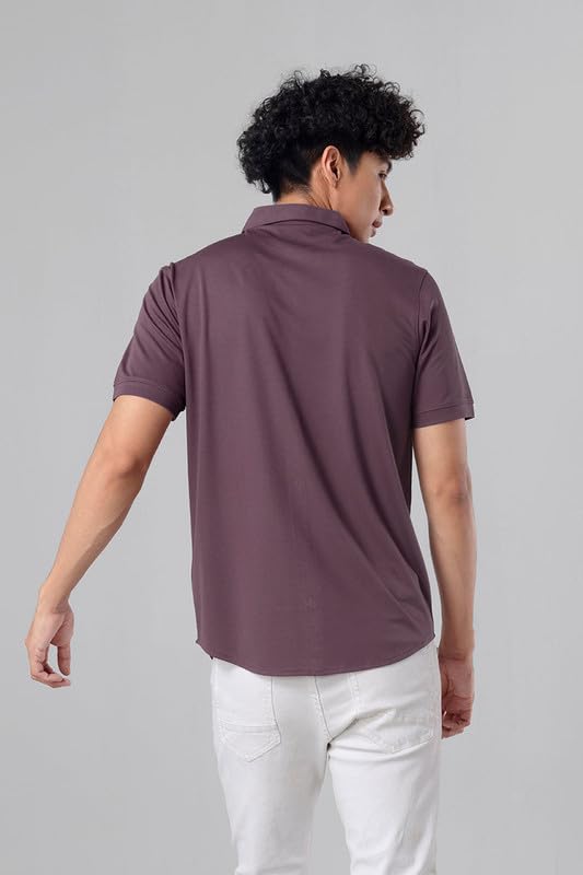 Image of SNITCH Men Rayon Blend Regular Maverick Plum Shirt