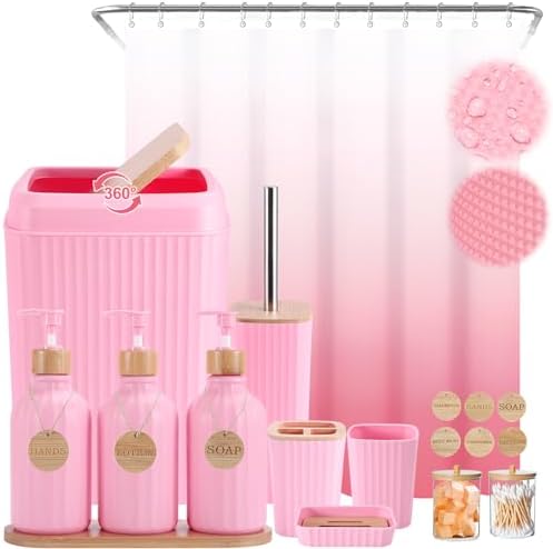 Amazon.com: Bathroom Collection Hot Pink 16pc Bathroom Accessory Set ...